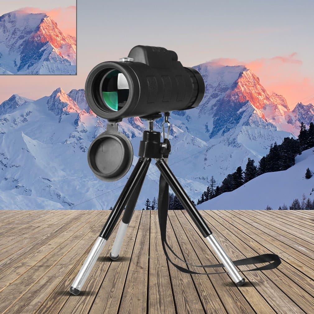 Monocular de Zoom con Brújula, Clip para Móvil y Trípode