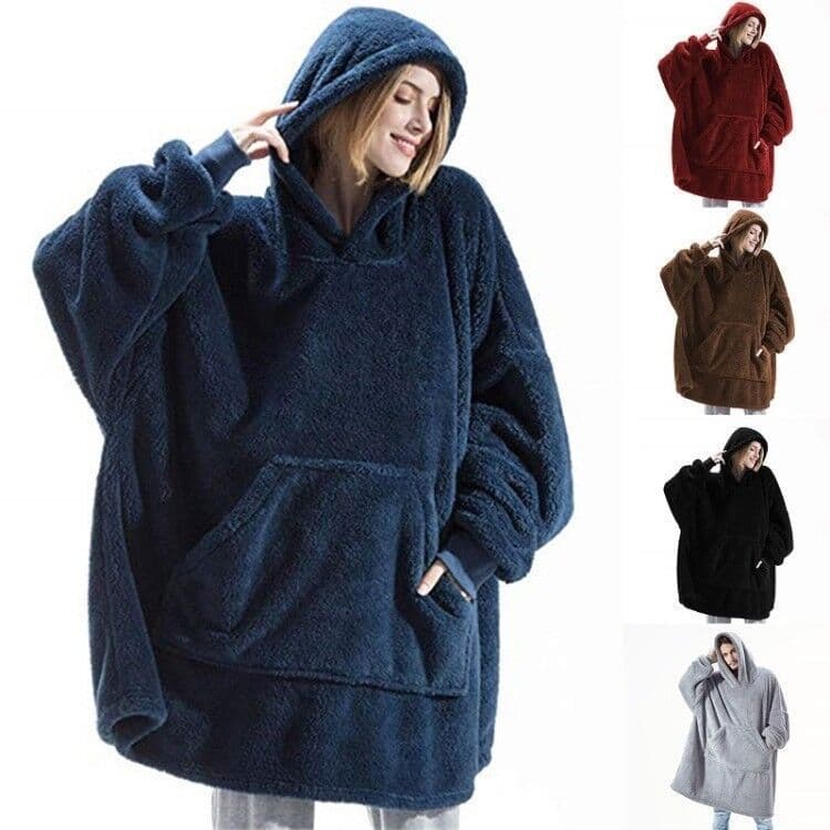Sudadera Tipo Manta Doble Polar Bolsillo Oversized