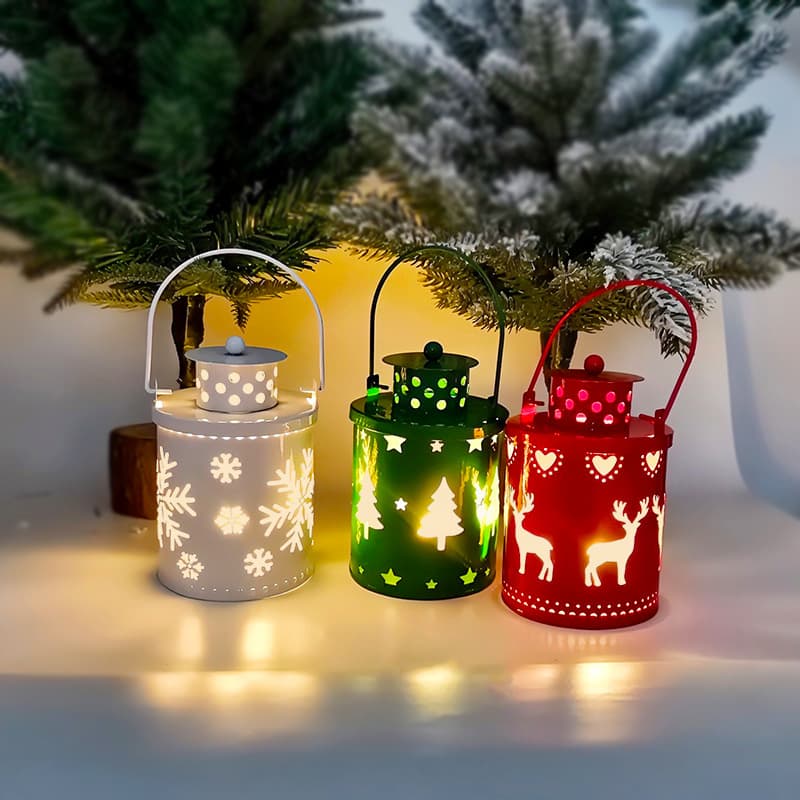 Faroles LED Navideños Estilo Nórdico con Luz Cálida