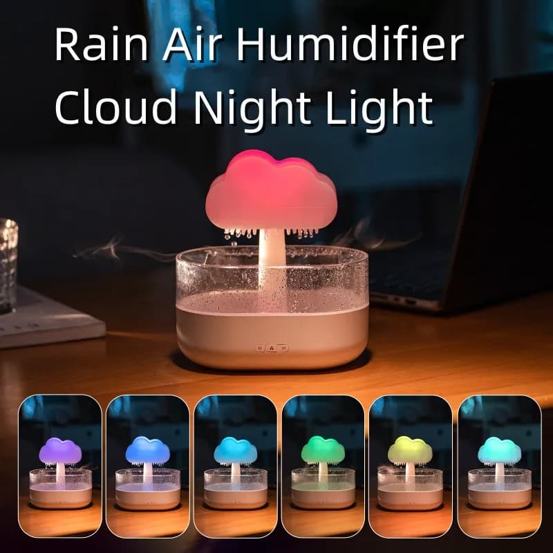 Humidificador Nube de Lluvia con Luz LED 7 Colores