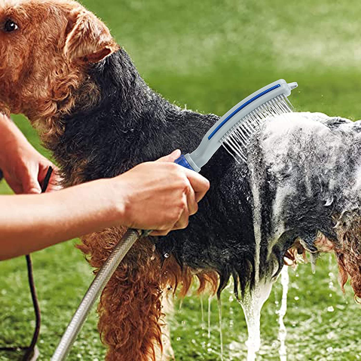 Cepillo de Baño para Mascotas con Manguera de Agua
