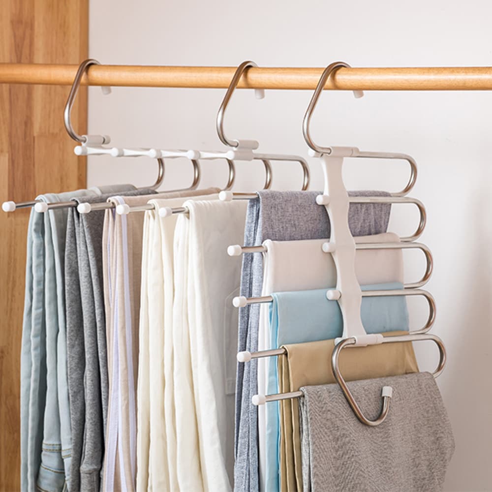 Percha Multifuncional 5 en 1 para Ropa de Acero Inoxidable