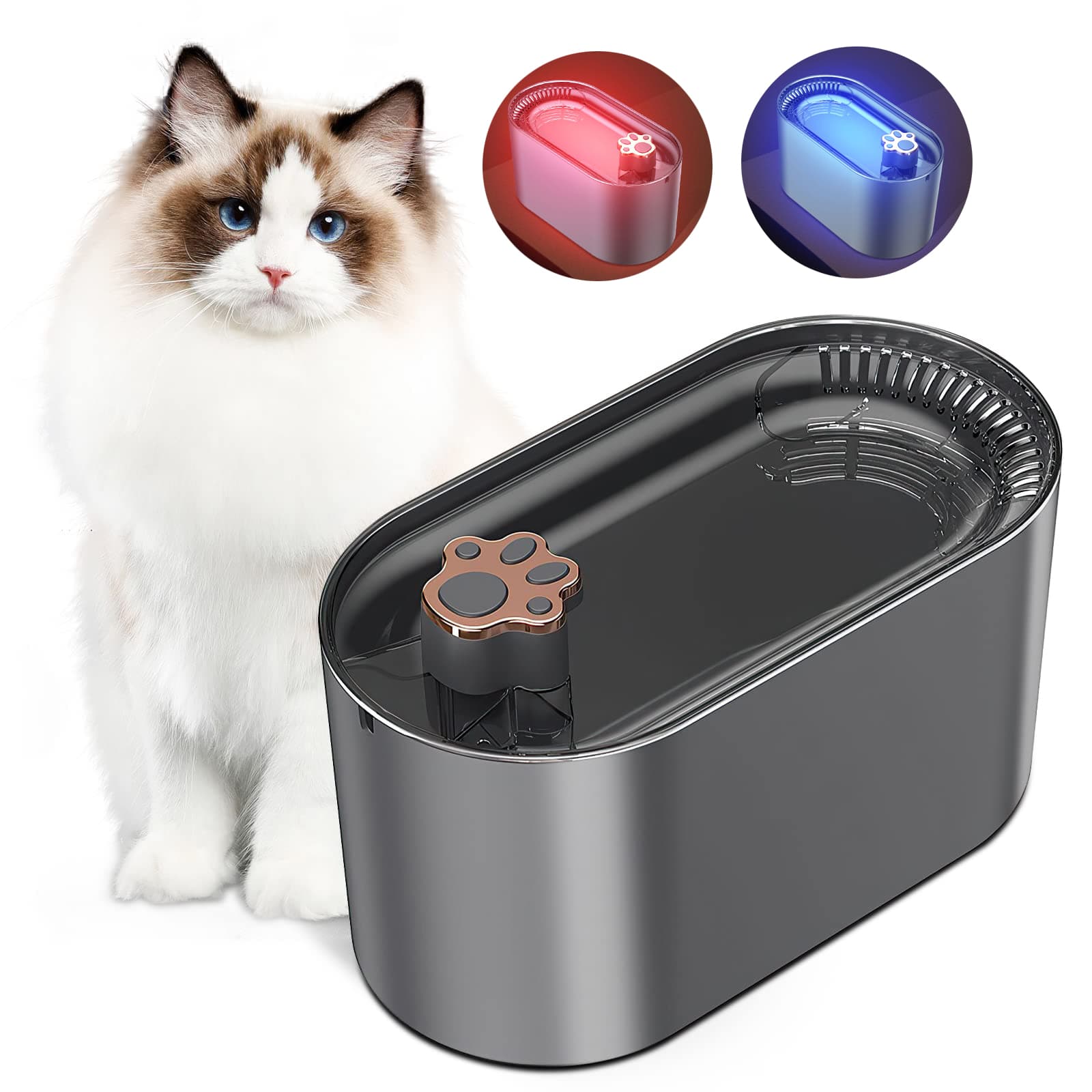 Fuente de Agua Automática para Mascotas 3L con LED