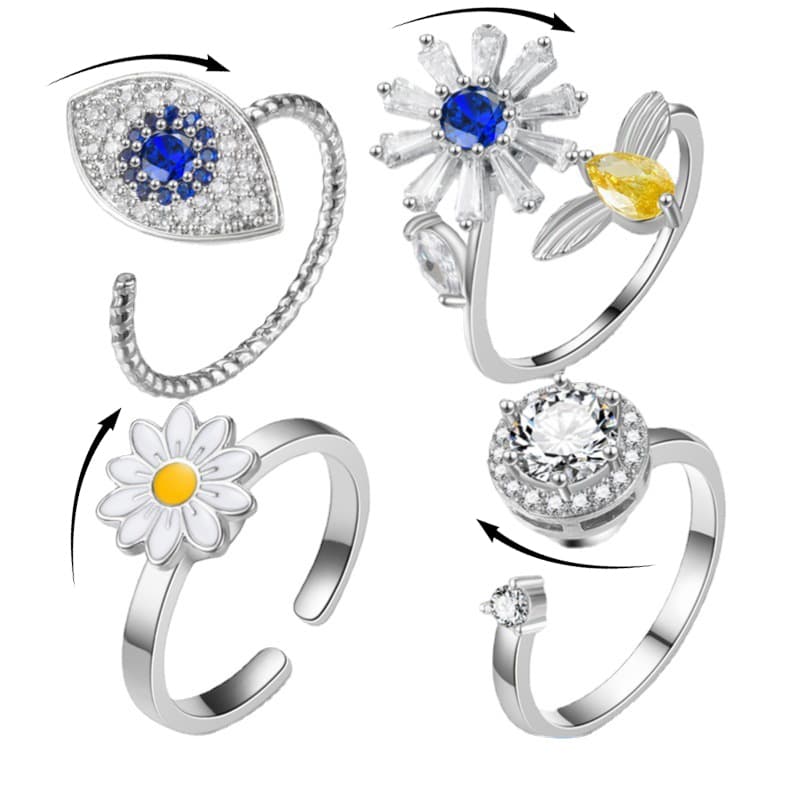 Anillo Giratorio Flores Antiestrés para Mujer