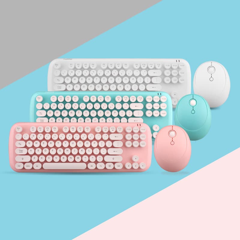 Teclado y Ratón Inalámbricos Retro Color