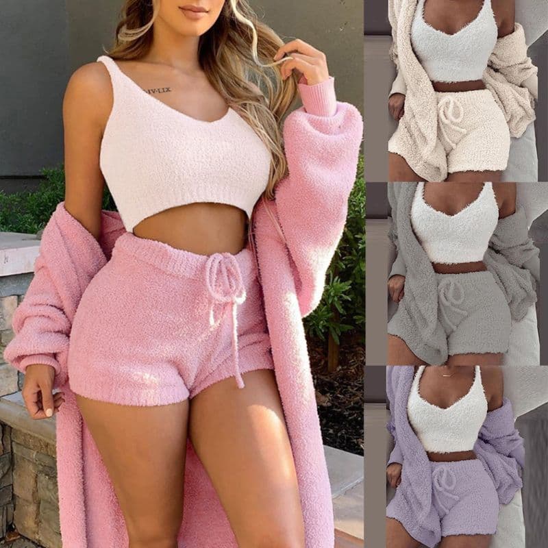Pijama Set Mujer Invierno - Chaleco y Pantalón Corto