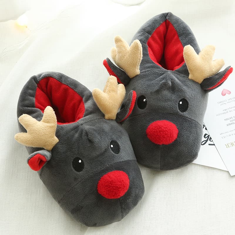 Pantuflas Navideñas Reno Cómodo Estilo Hogar