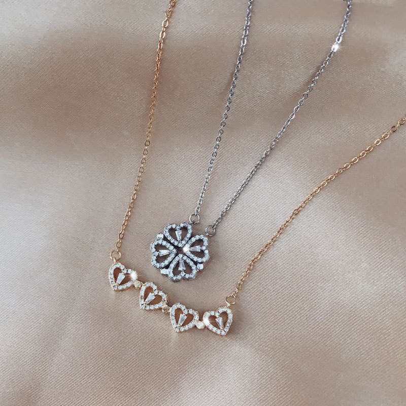 Collar Trébol de Cuatro Hojas Desmontable con Zircón para Mujer