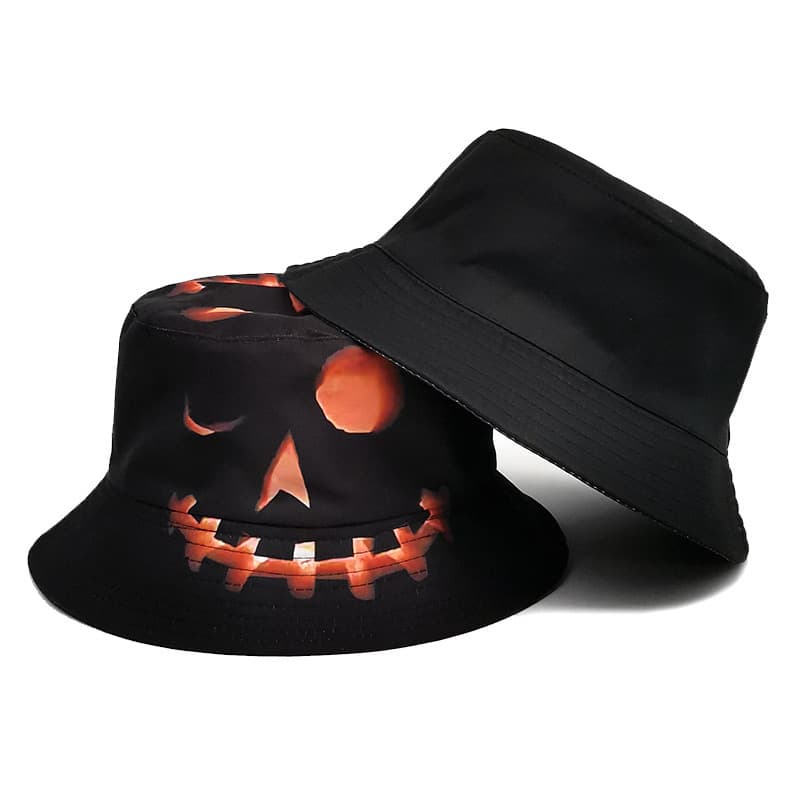 Gorro Pescador Halloween con Estampado Calabaza y Cara Sonriente