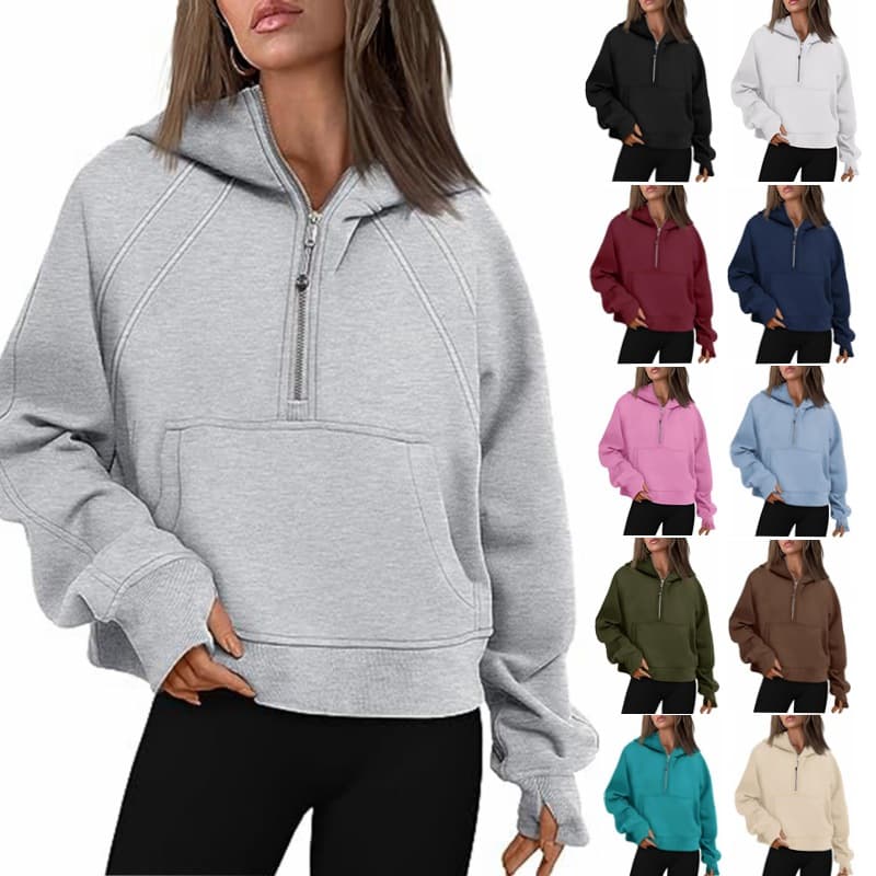 Sudadera con Cremallera y Bolsillo para Mujer