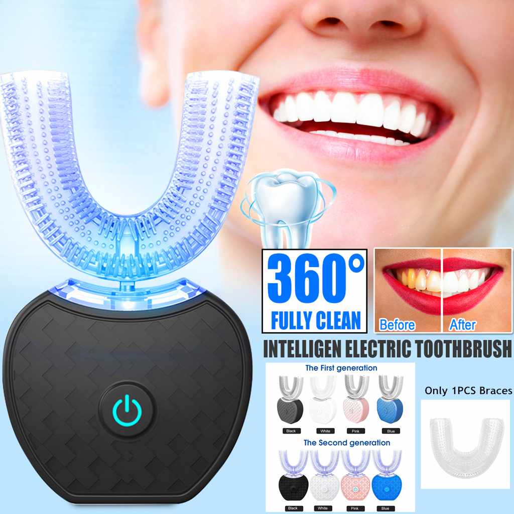 Cepillo de dientes eléctrico automático inteligente 360° con luz azul