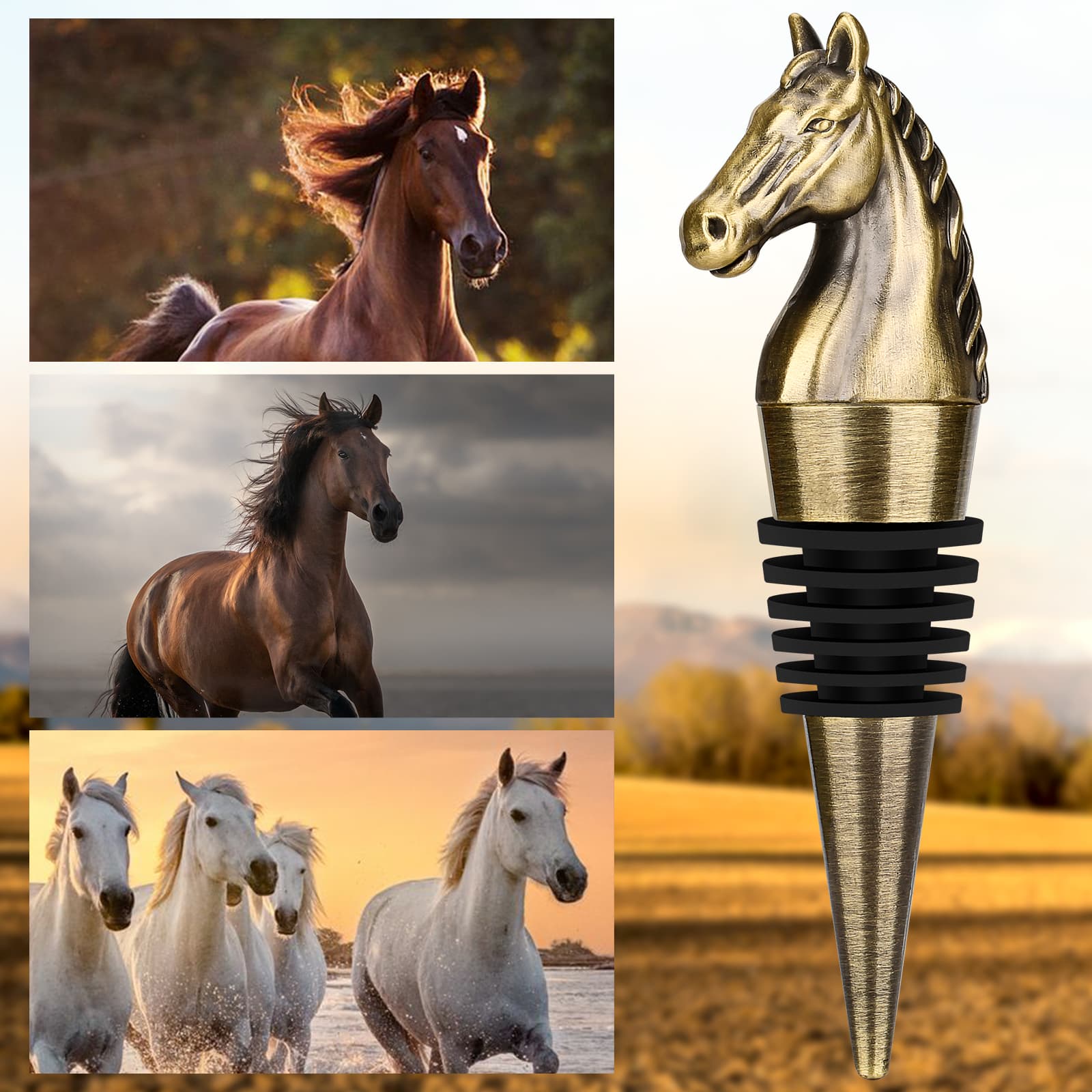 Tapón de Botella Cabeza de Caballo Lujo