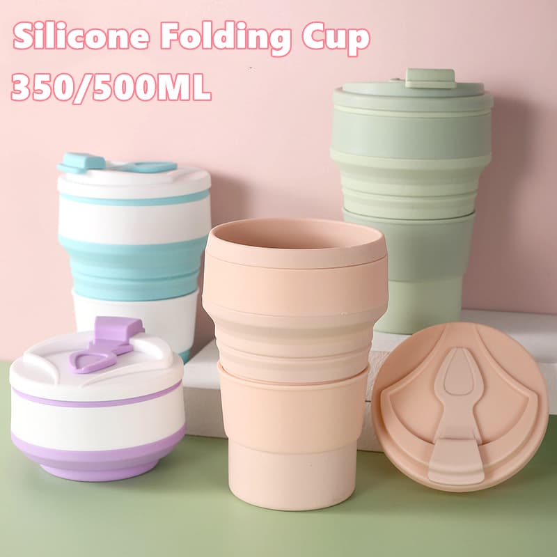 Taza Plegable Portátil con Tapa para Viajes
