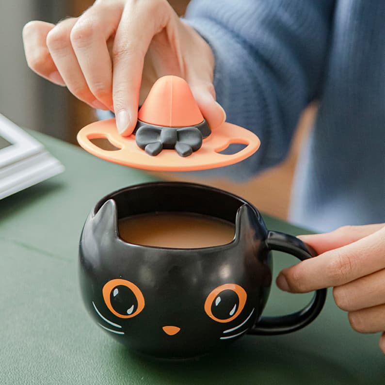 Taza de Pareja con Cucharas Calabaza