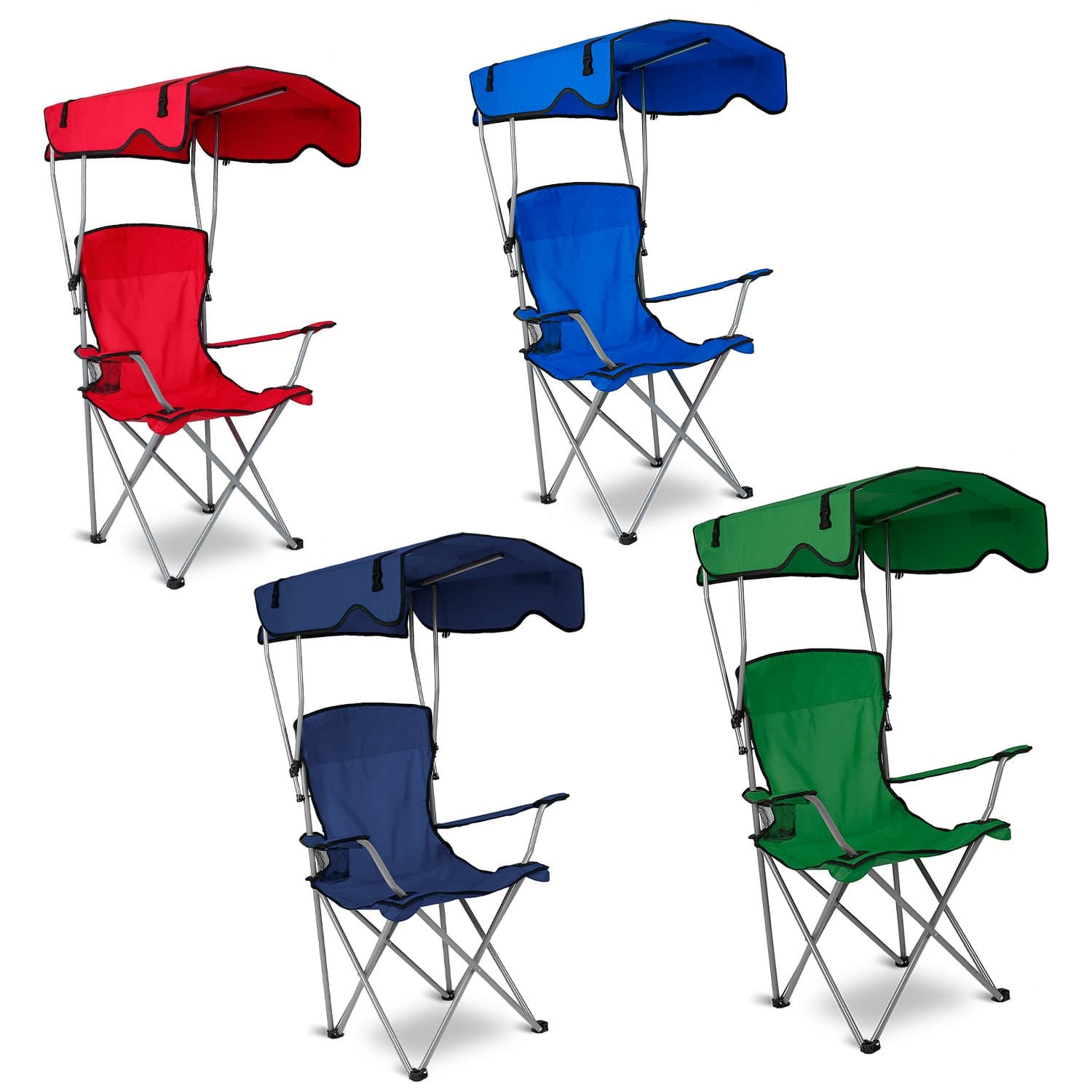 Silla de Camping Plegable con Toldo y Portavasos