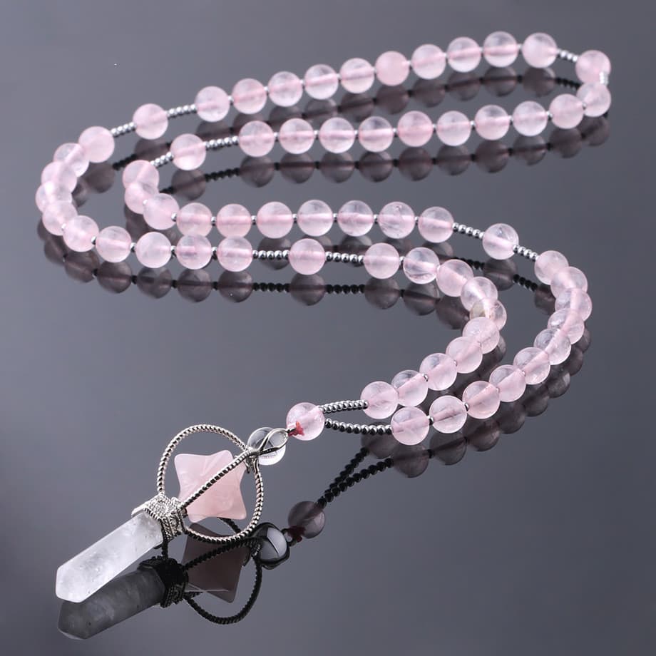 Collar Colgante Columna de Cristal Blanco Natural