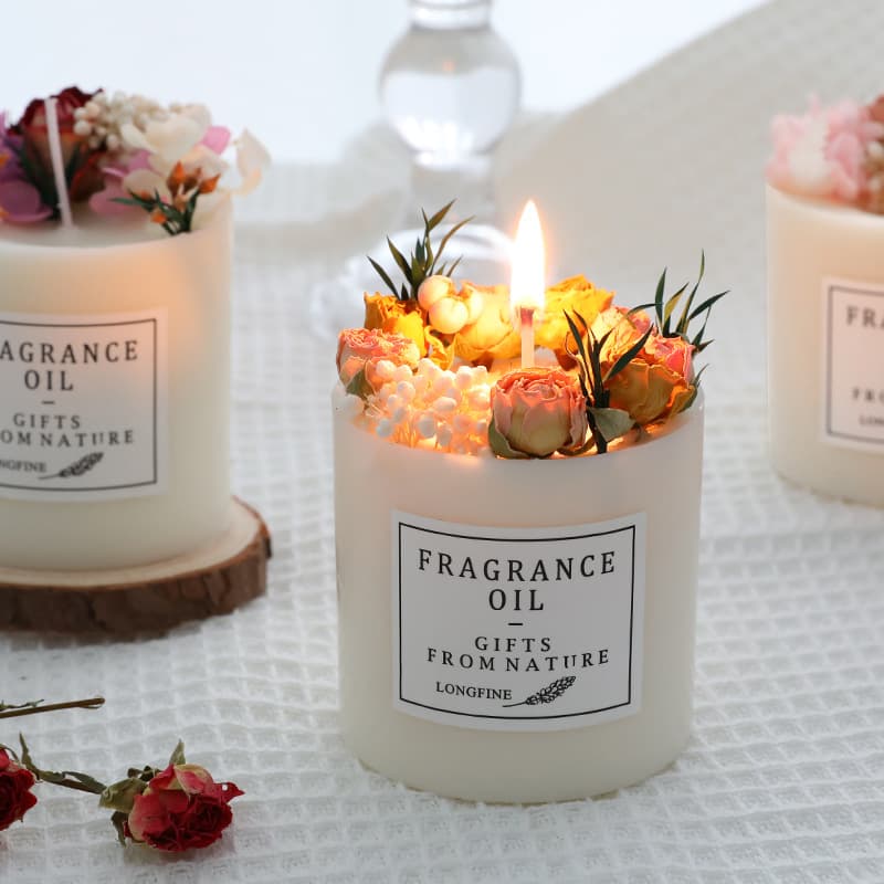 Velas Románticas con Flores Secas