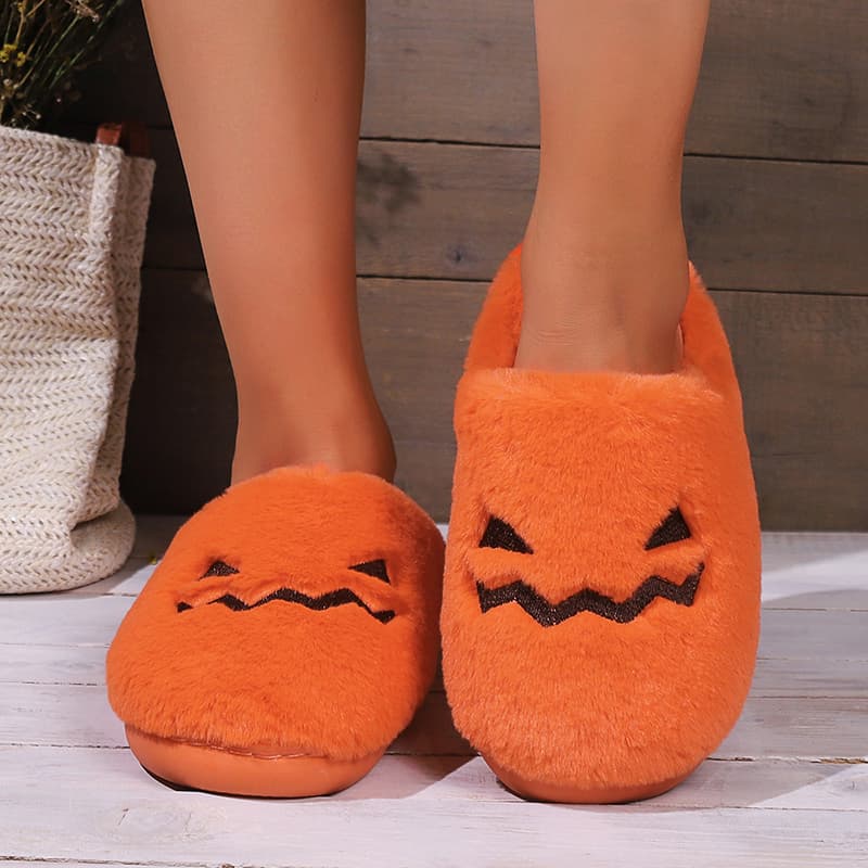 Zapatillas de Casa Calabaza Halloween Cálidas y Acogedoras
