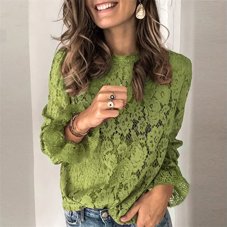 Blusa de encaje hueco para mujer