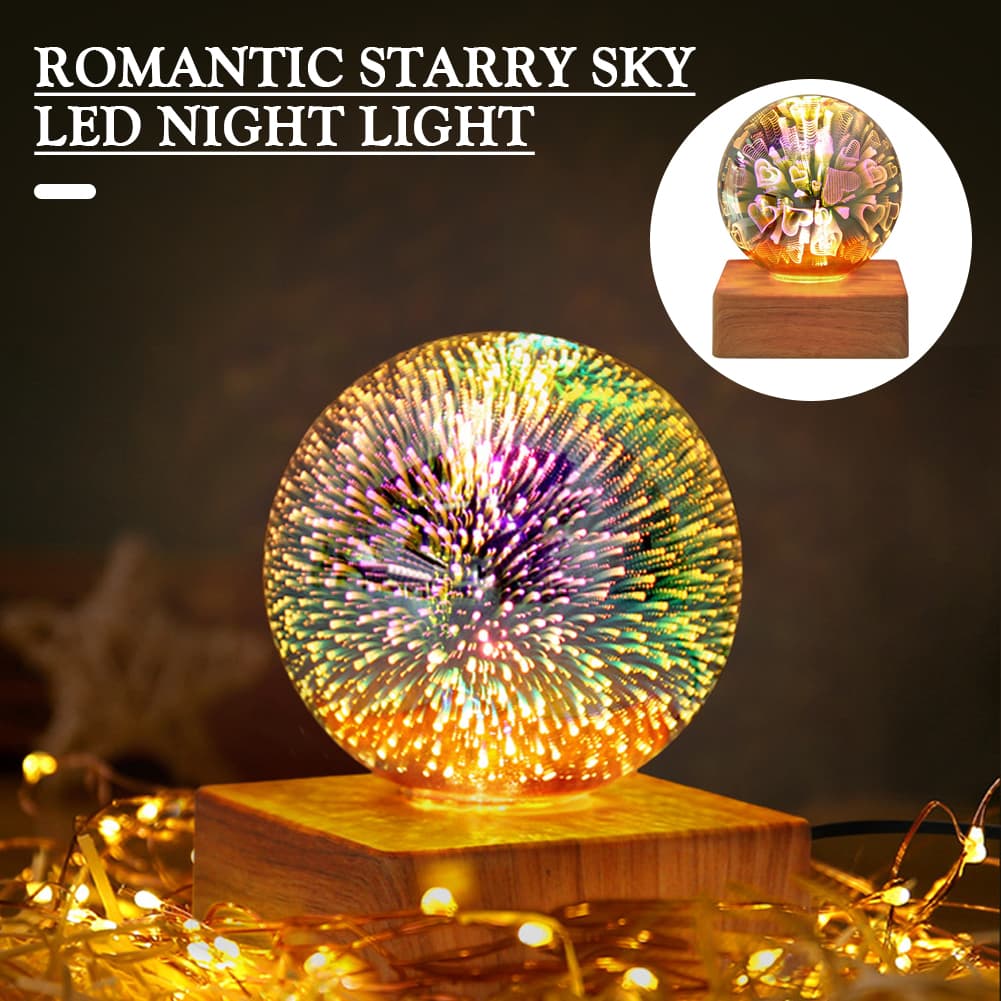 Lámpara LED Bola de Cristal 3D USB - Luz Nocturna