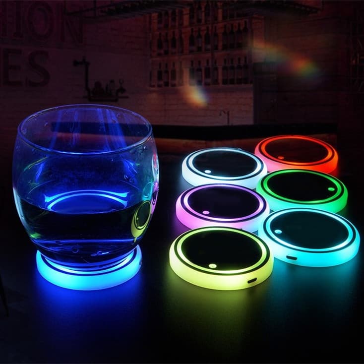 Posavasos LED Brillante con Carga Solar y USB