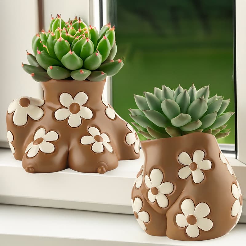 Maceta Decorativa de Resina con Diseño Artístico