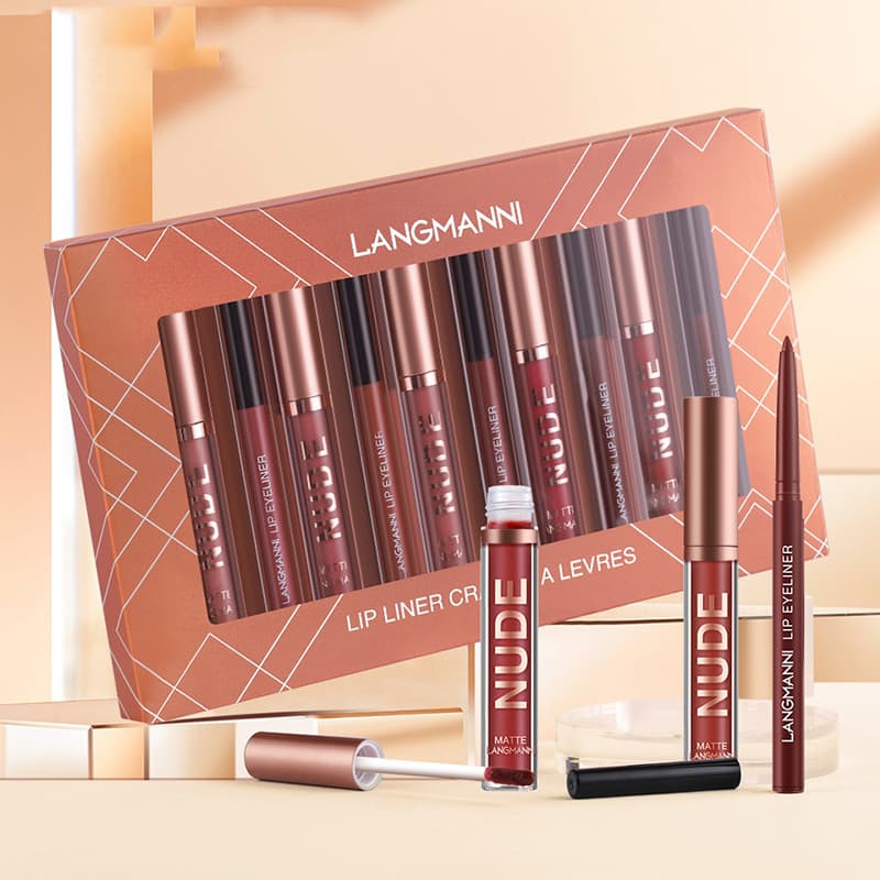 Set de Maquillaje Labios 12 piezas - 6 Pintalabios y 6 Delineadores