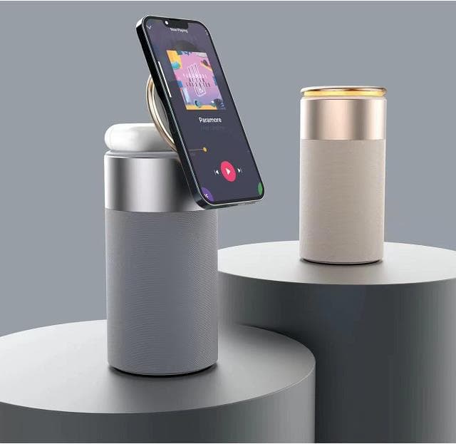 Cargador inalámbrico 3 en 1 para iPhone y AirPods con altavoz Bluetooth