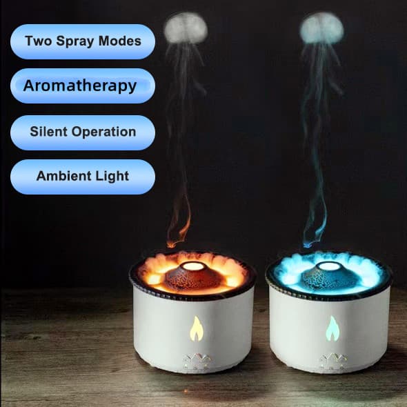 Humidificador Ultrasónico Volcán con Difusor Aromático y Luz LED