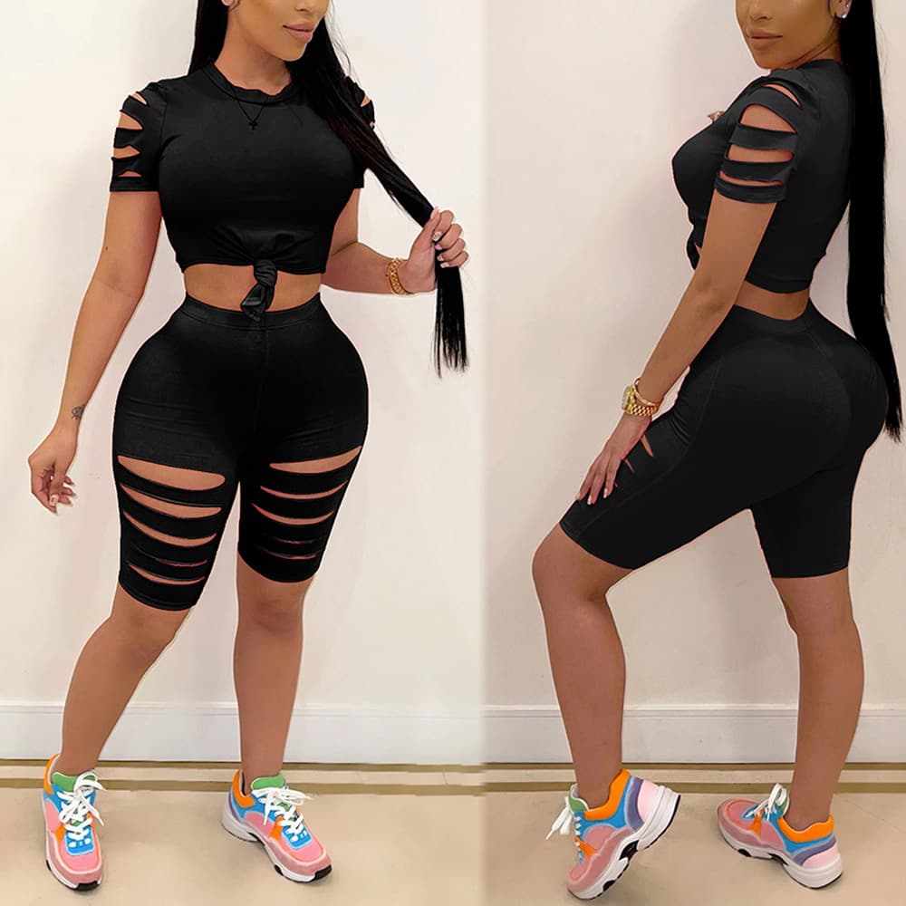 Conjunto Deportivo Casual para Mujer con Rotos