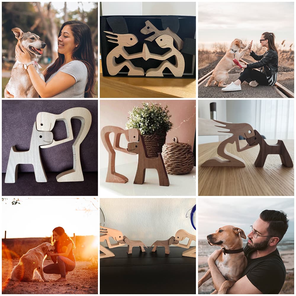 Escultura de Madera Perro DIY Decoración Hogar