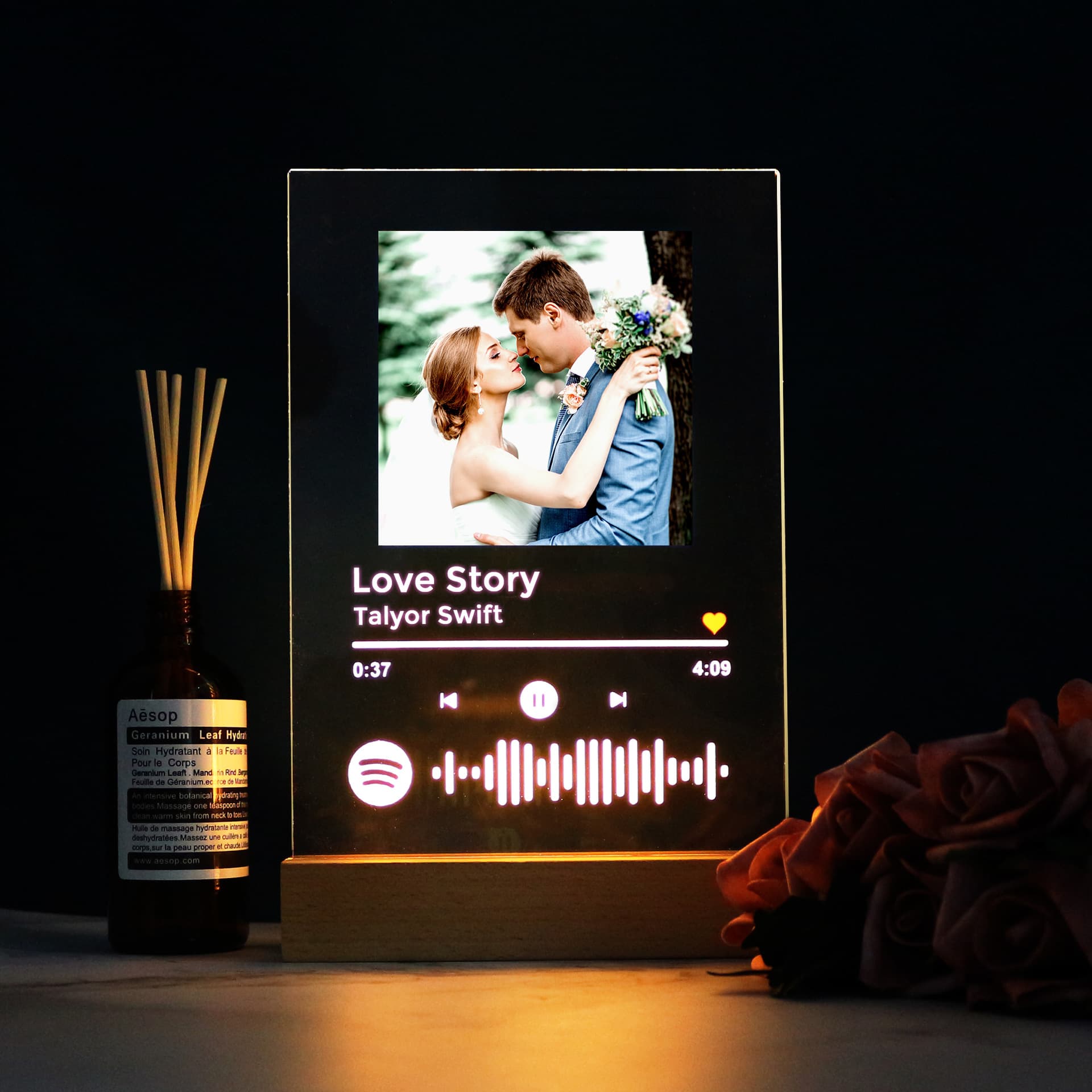 Lámpara Acrílica Luminosa con Música para San Valentín