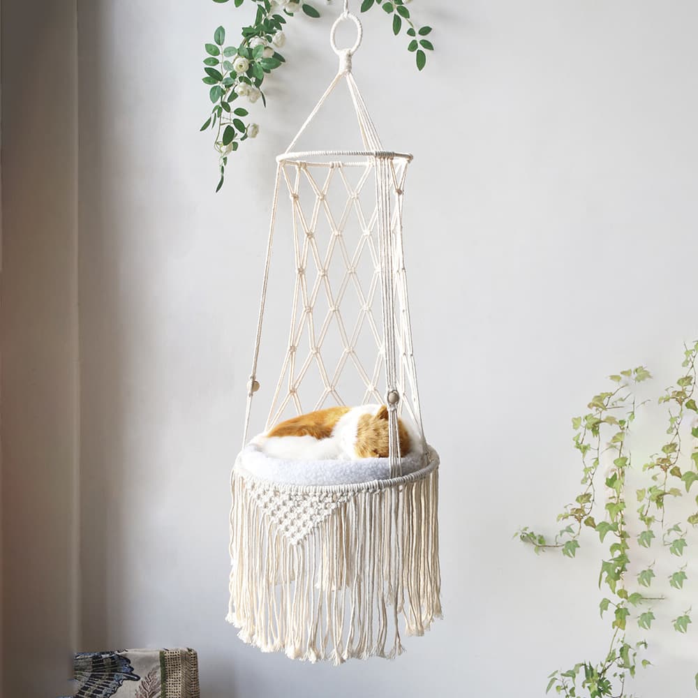 Hamaca Colgante de Macramé para Gatos