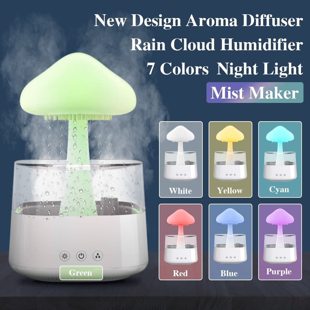 Humidificador Nube Lluvia 2 en 1 con Aromaterapia