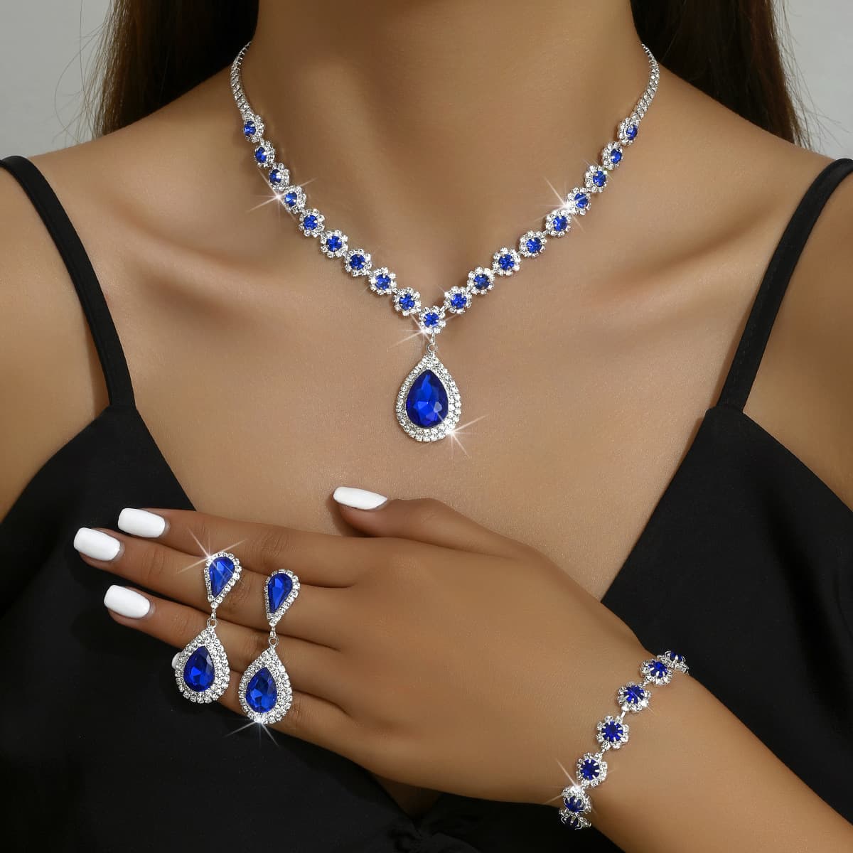 Conjunto de Joyería Nupcial - Collar, Pendientes y Pulsera