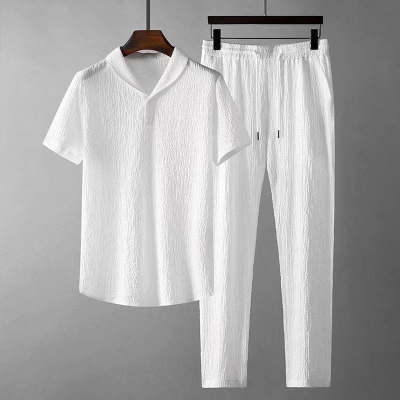 Conjunto de Verano Hombre: Camiseta Suelta y Pantalón Cordón