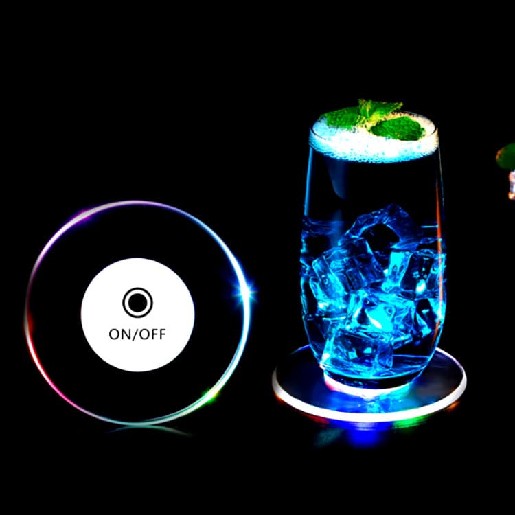 Posavasos LED Brillante Acrílico para Vasos de Cócteles