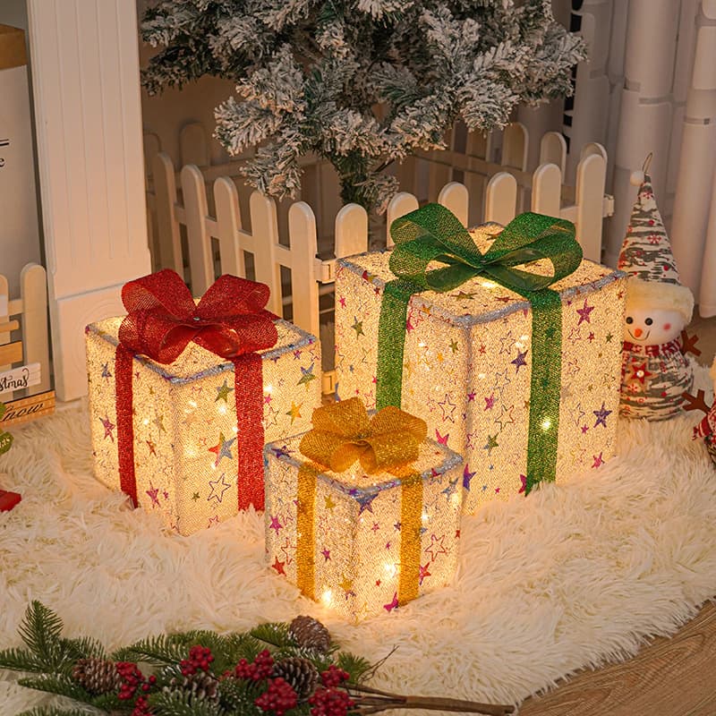 Caja de Regalo Navideña Luminosa con Luz LED
