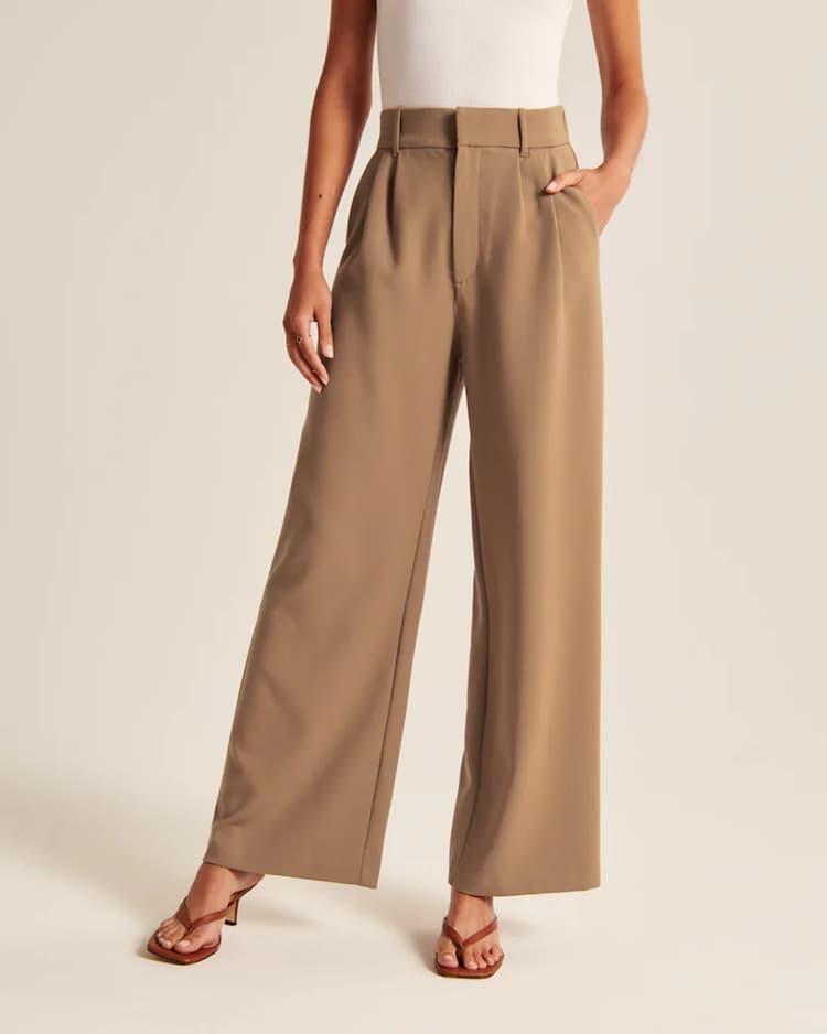Pantalón recto cintura alta bolsillos mujer