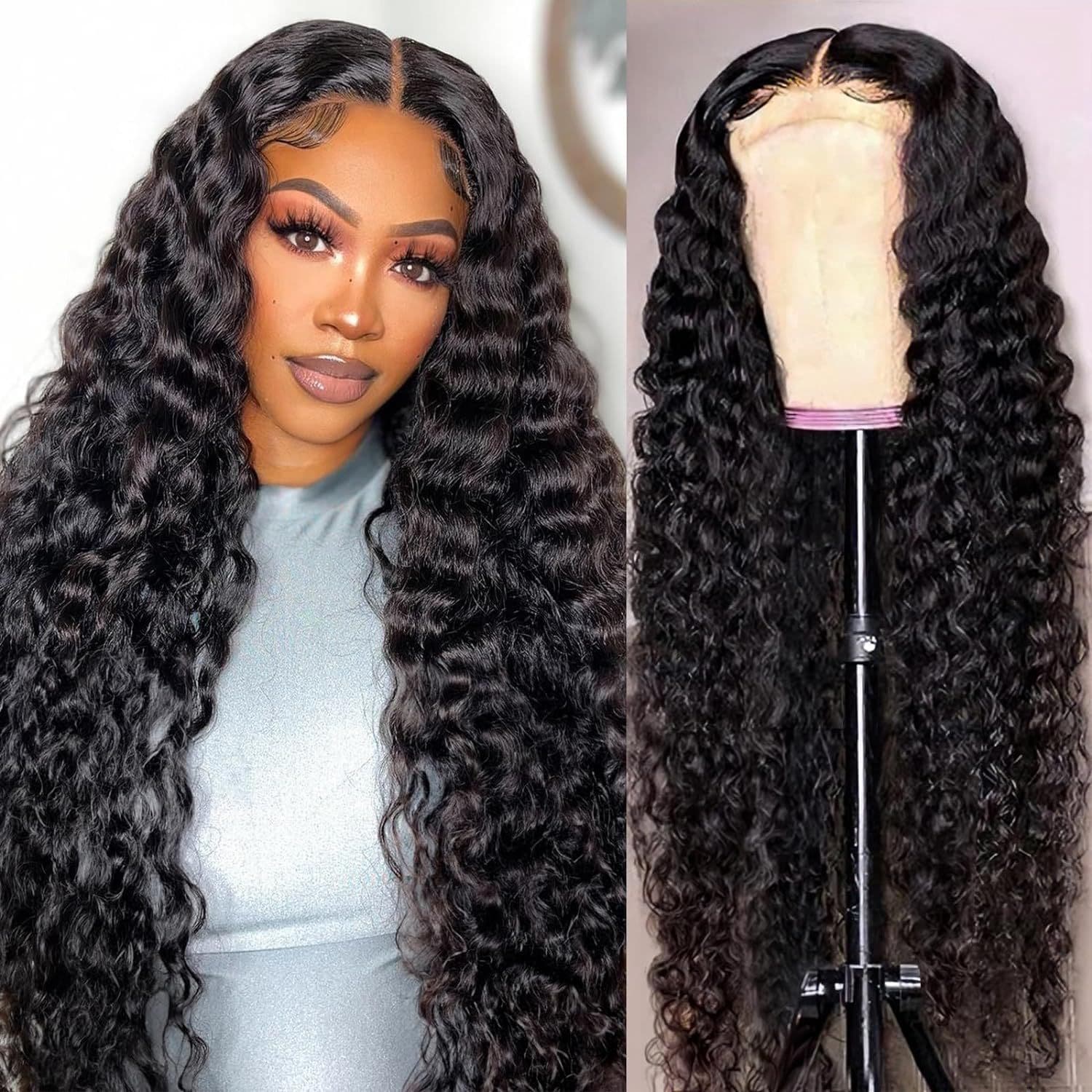 Peluca de Cabello Natural Onda Profunda con Encaje Frontal