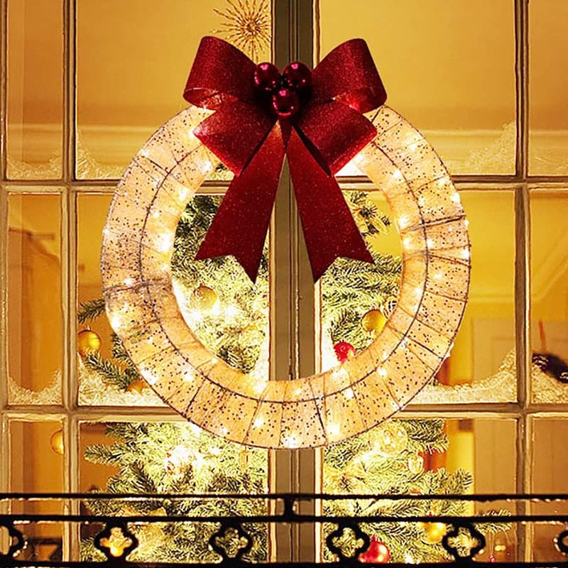 Corona Navideña LED 50CM con Lazo Luminoso