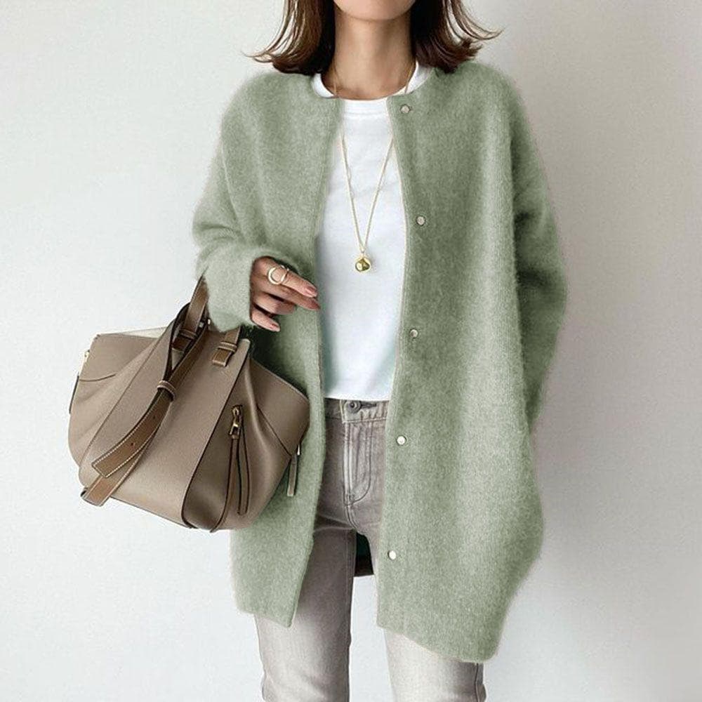 Cardigan suelto de cuello redondo para mujer