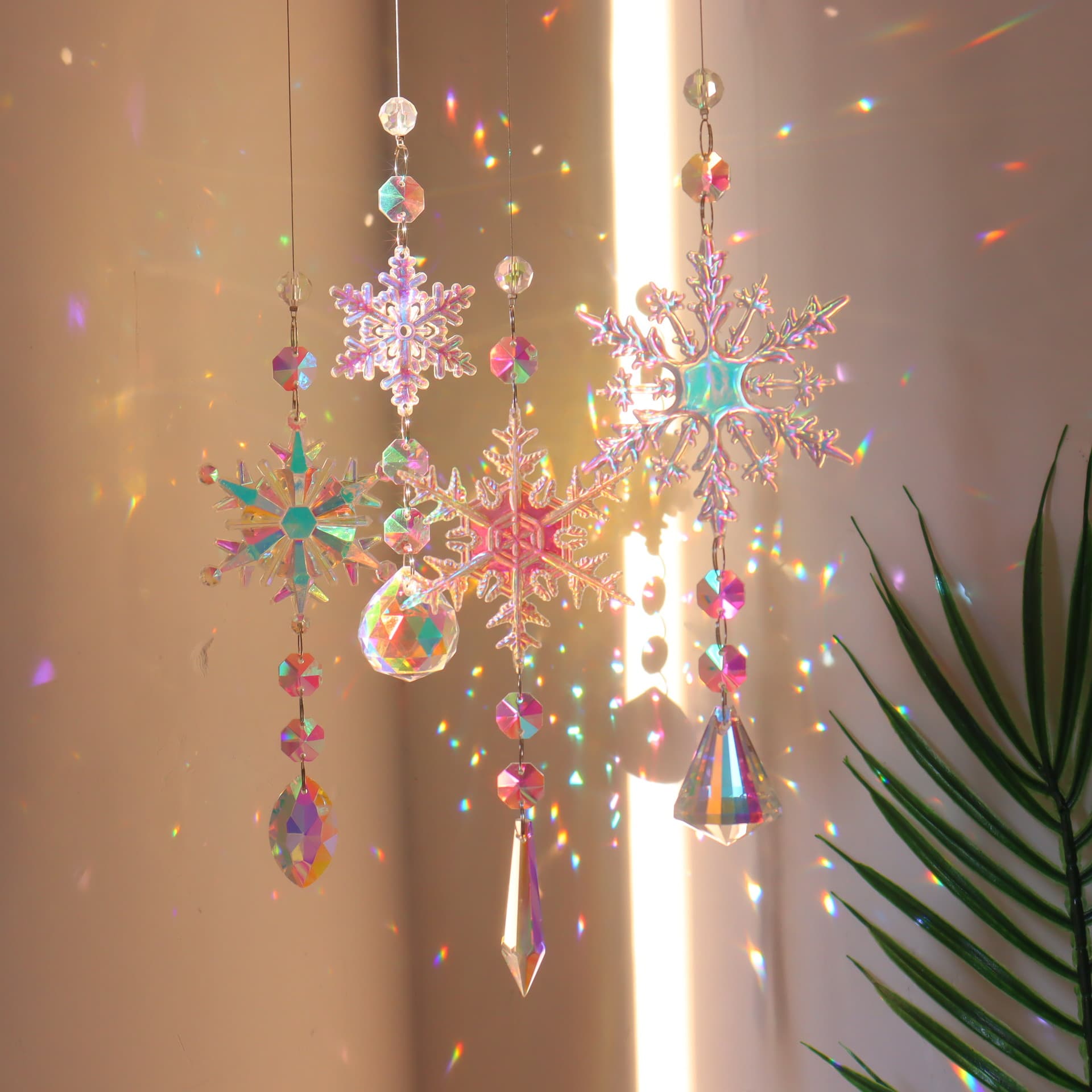 Colgante de Cristal Copo de Nieve - Atrapasol Navideño
