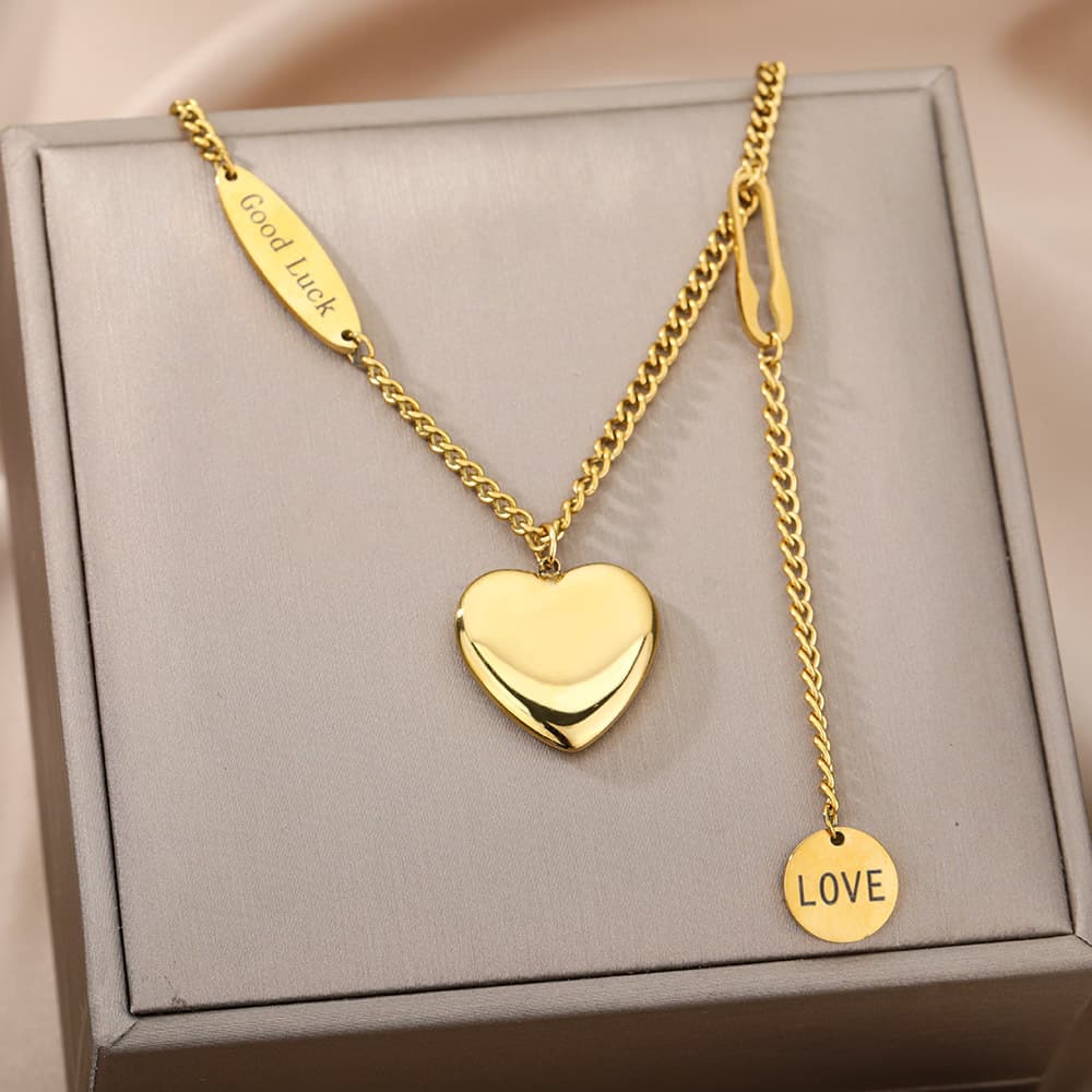 Collar Gargantilla Corazón Multicapa Acero Inoxidable Mujer
