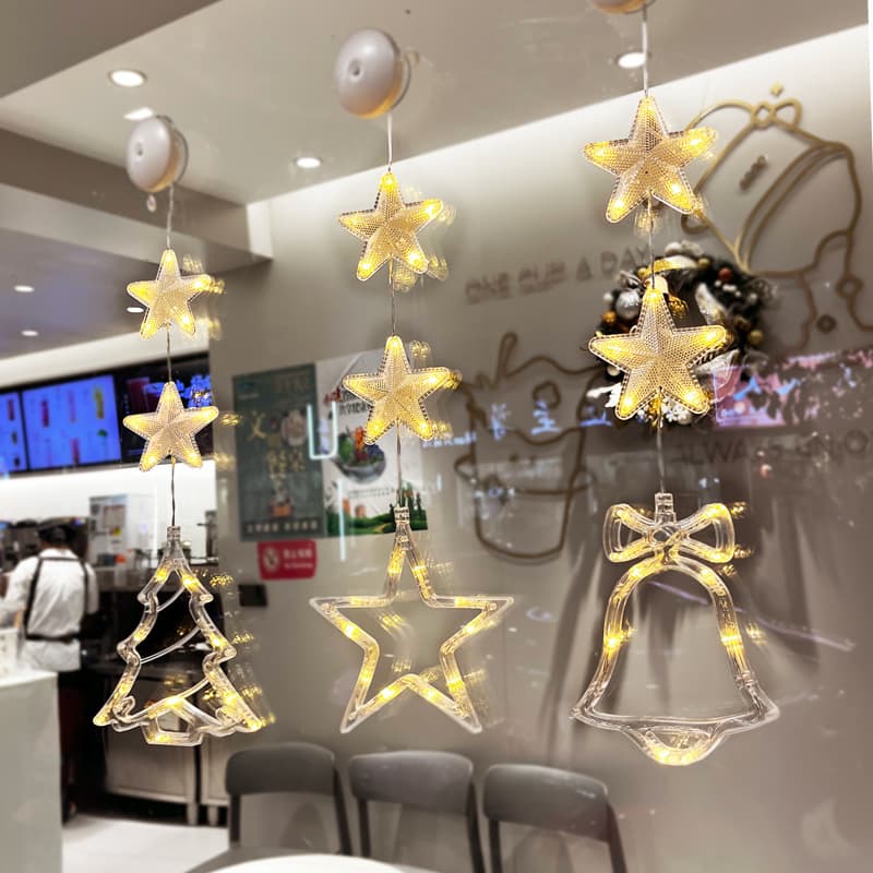 Set 3 Lámparas LED Estrella Navideña con Ventosa