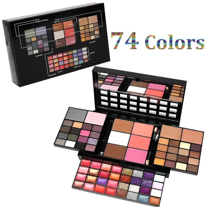 Set de Maquillaje 74 Colores - Sombras, Coloretes y Brillos