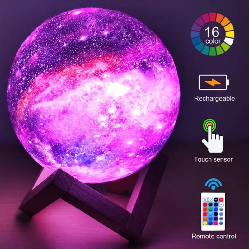 Lámpara 3D Luna y Galaxia