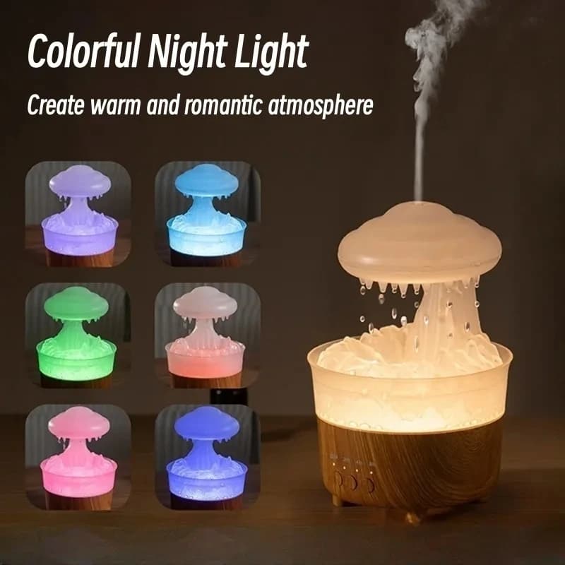 Humidificador Nube de Lluvia con Luz LED y Aromaterapia