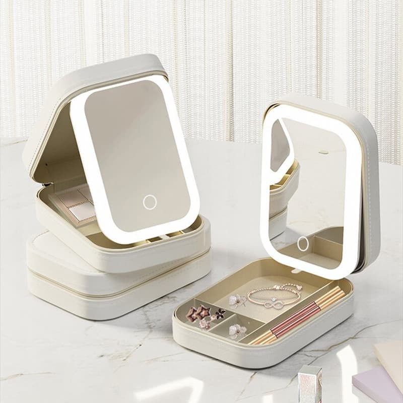 Organizador de Maquillaje con Espejo LED y Luz Táctil
