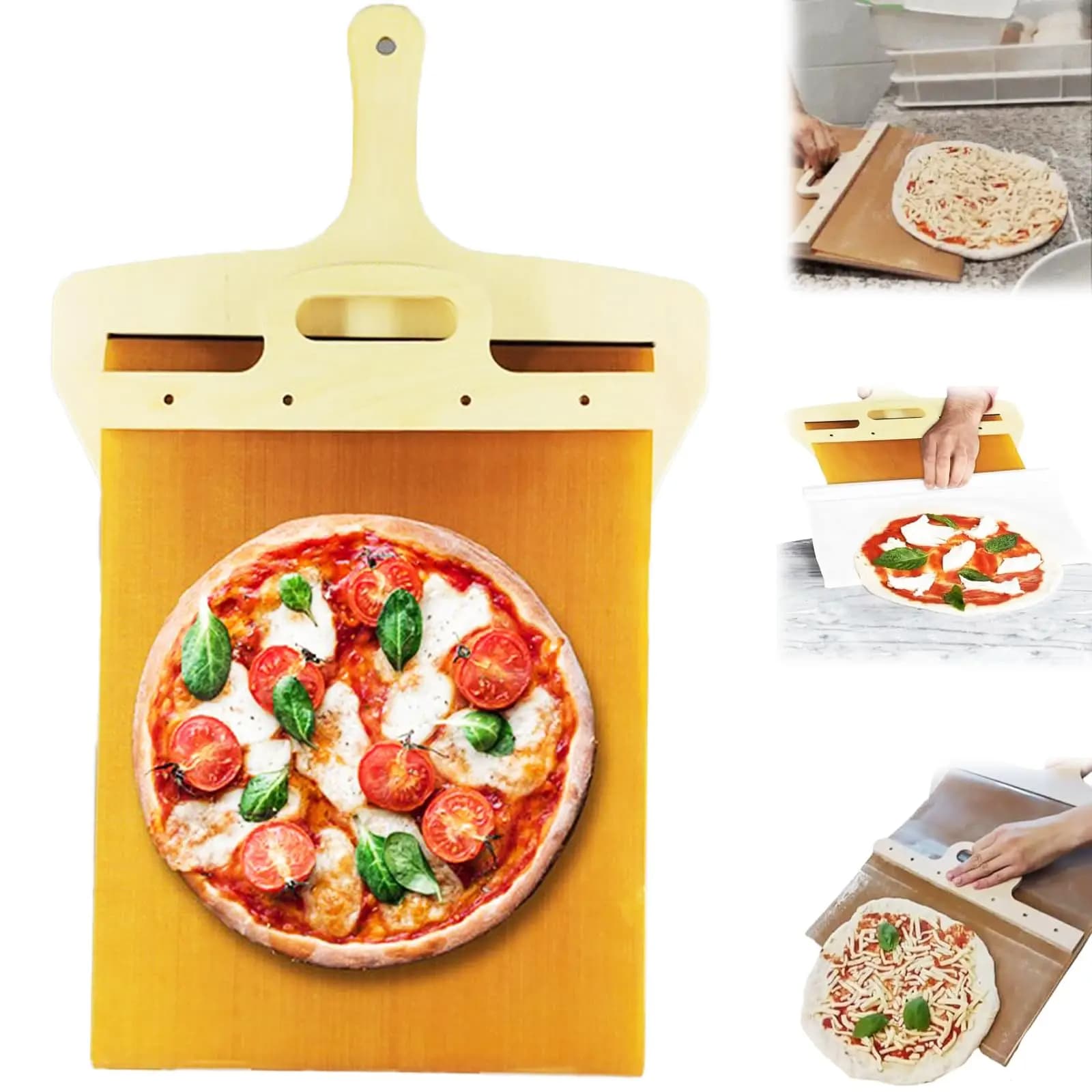 Pala de Pizza Deslizante Antiadherente con Tabla de Corte